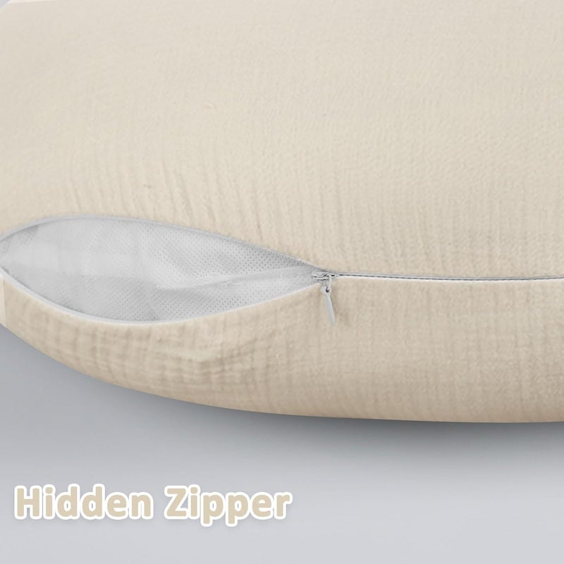 DILIMI Muslin Nursing Pillow Cover 2 Pack, Removable Nursing Cover for Breastfeeding Pillows, Ultra Soft Comfortable Slipcover for Baby Girl and Boy, Beige and Brown Checkered - Image 5